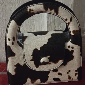 Stylish Black and White Cow Print Women's Bag